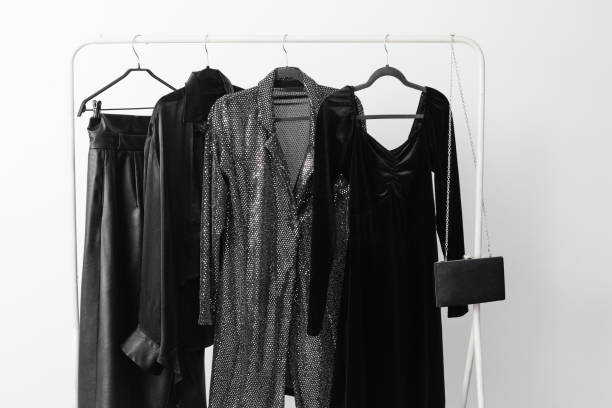 istock elegant black evening wear on a hanger 1404603461