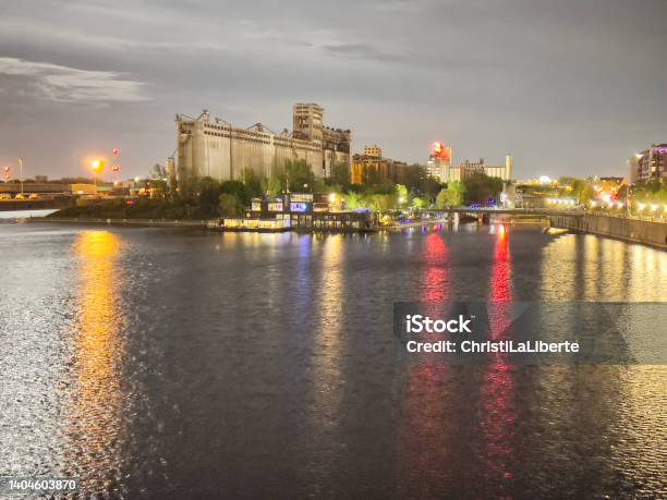 Old Montreal Harbour At Night Stock Photo - Download Image Now - Architecture, Building Exterior, Canada