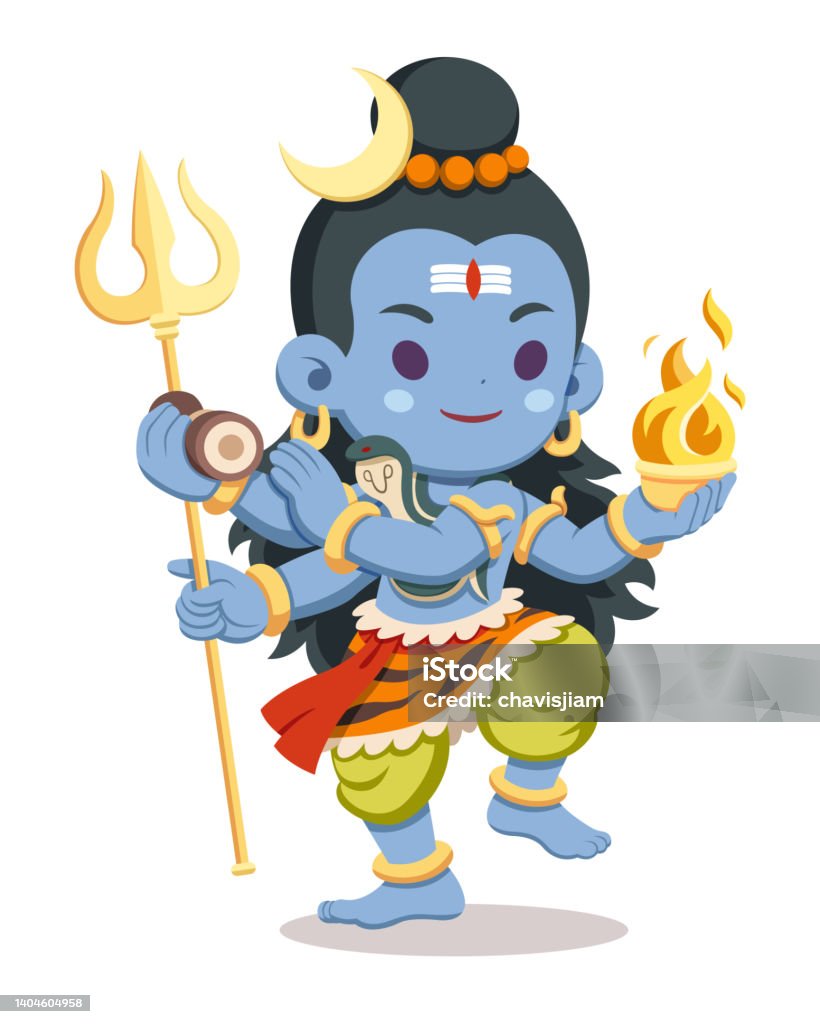 Cute Style Shiva Cartoon Illustration Stock Illustration - Download Image  Now - Destroyer, Shiva, Animal Head - iStock