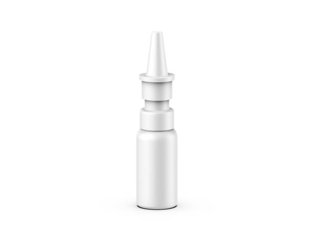 istock Nasal spray bottle mockup isolated on white background, 3d render illustration 1404605472