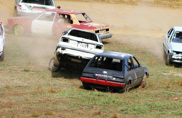 Car demolition derby stock photo