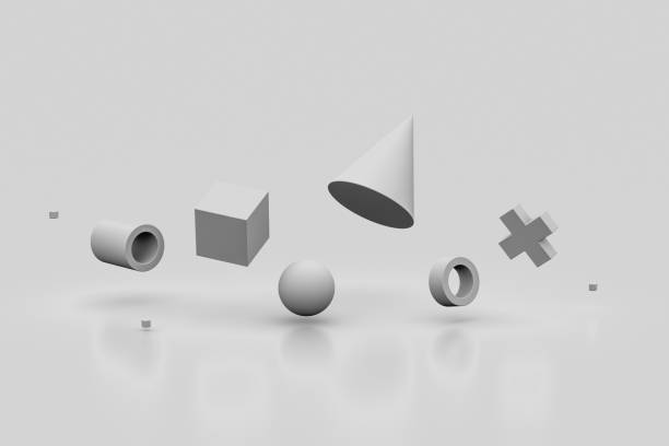 istock 3d render of White geometric shapes. Monochrome composition. 1404606847