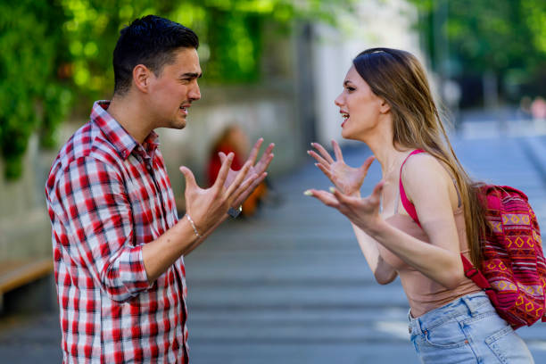 istock Couple having a quarrel outside 1404607387