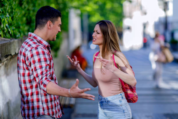 istock Couple having a quarrel outside 1404607399
