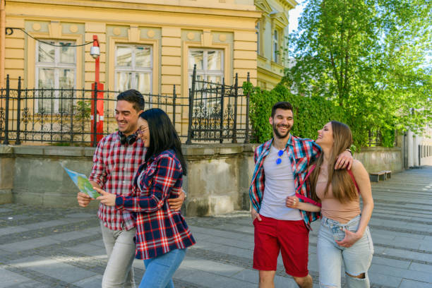 istock Friends traveling, togetherness, sightseeing concept. 1404608211