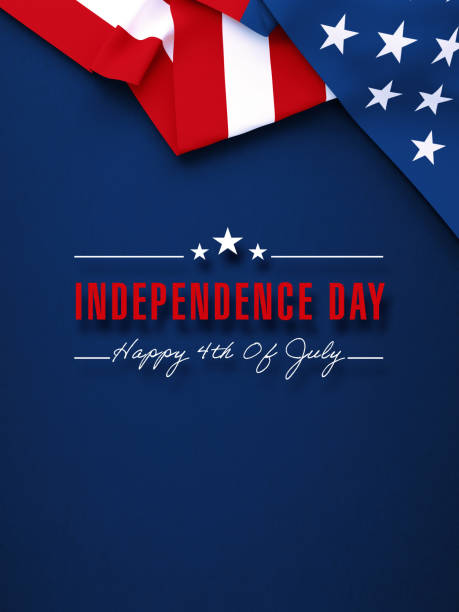 istock Independence Day Concept - Happy Independence Day Message Sitting Over Dark Blue Background Below Rippled American Flag 1404609537