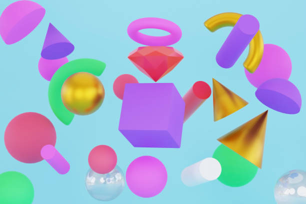 istock 3d Geometric shapes colorful background 1404610201