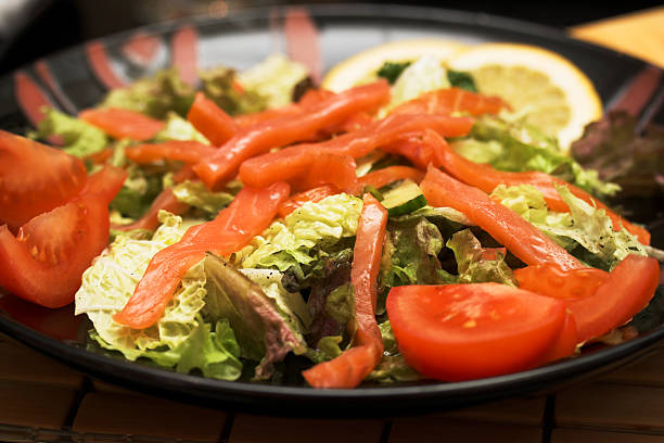 istock Smoked salmon salad with tuna and prawns 140461136