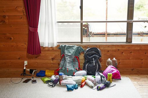 Luggage for a couple trekking overnight in a mountain lodge