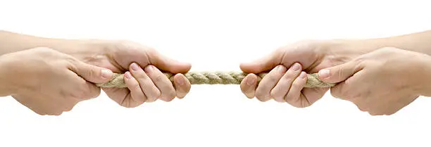 Rope pulling. Isolated on a white background.