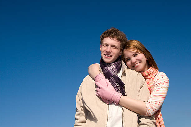 Smiling couple on a sunny day stock photo