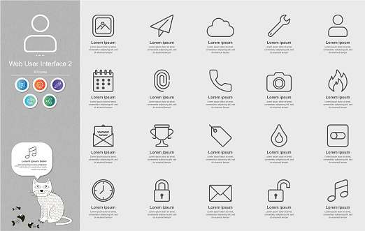 Web User Interface 2 Line Icons Content Infographic
