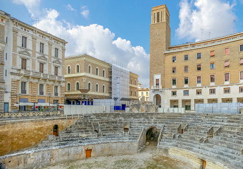 Roman amphitheatre in Lecce, a city in Apulia, Italy