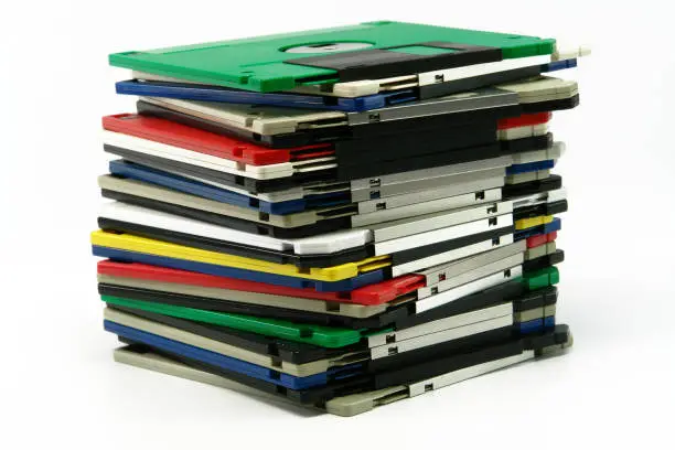 Photo of Stack of vintage floppy drives