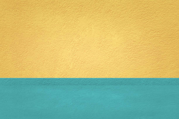 two tone concrete background, yellow and blue,  for exterior or interior and display show products, studio room, backdrop