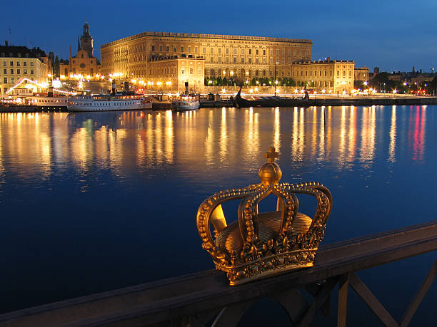 Night view of The Royal Palace in Stockholm. (Sweden)