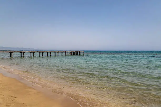The beach at Salamis in Cyprus on a sunny day