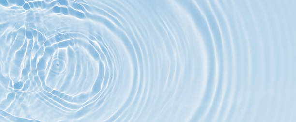 abstract flowing water wave from above, sun lights in bright blue water surface, beautiful fresh concept for body care, cosmetics, pharmacy or drink with copy space