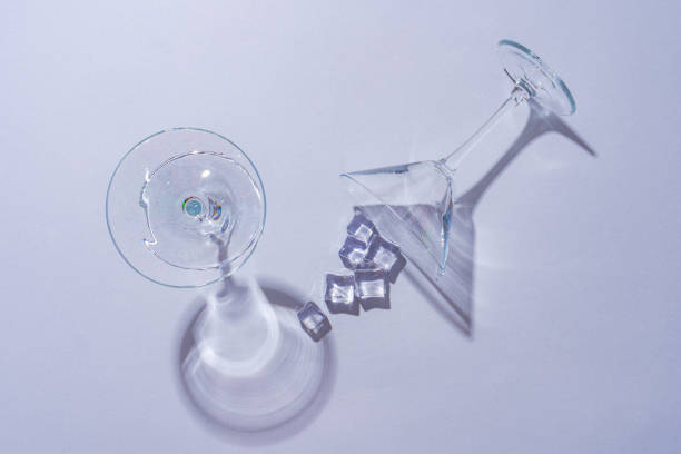istock Two empty wine glass on gray background top view 1404628612