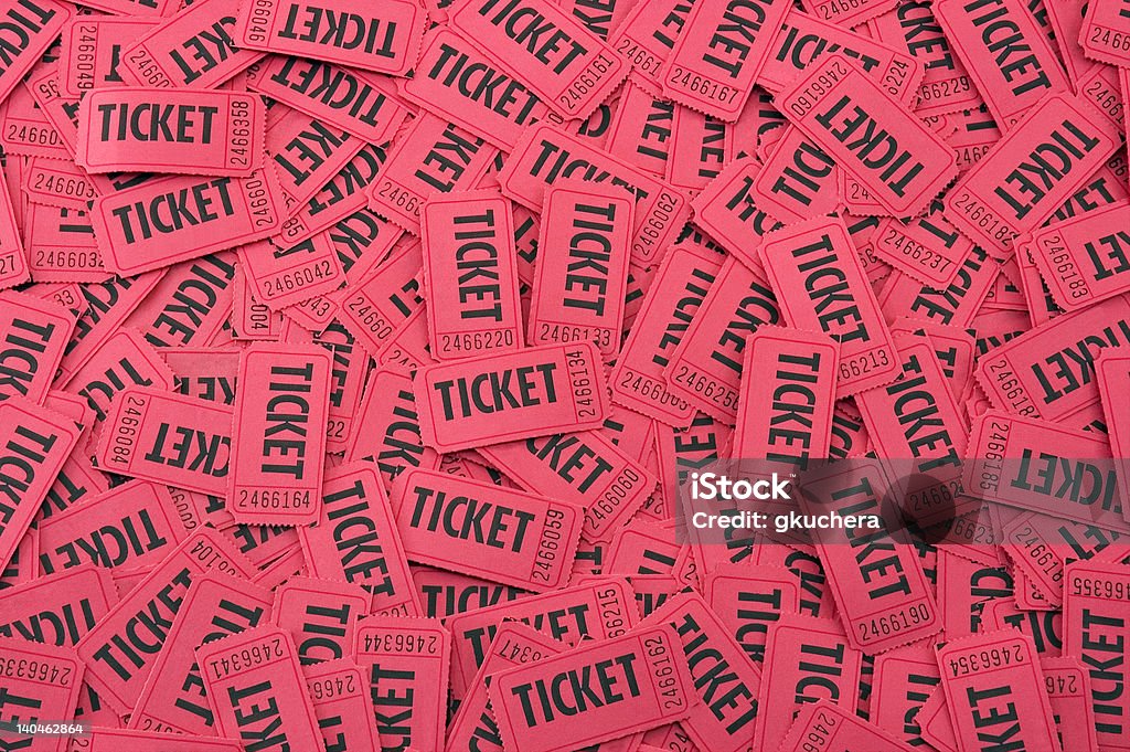 Pile of Red Tickets - Horizontal Horizontal view of pile of red tickets Raffle Ticket Stock Photo