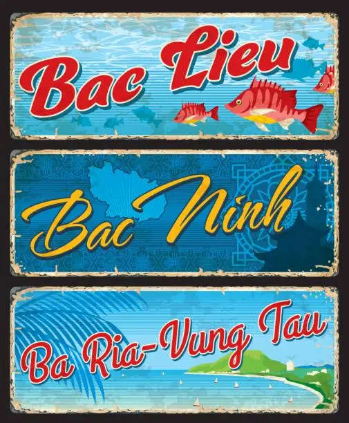 Vector illustration of Bac Lieu, Bac Ninh and Ba Ria Vung Tau, Vietnam