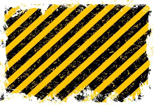 Vector illustration of Grunge yellow black stripes, industrial background