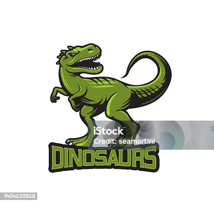 istock Tyrannosaur dinosaur raptor mascot of sport team 1404630858