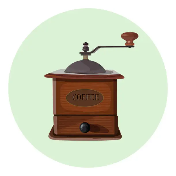 Vector illustration of Manual coffee grinder