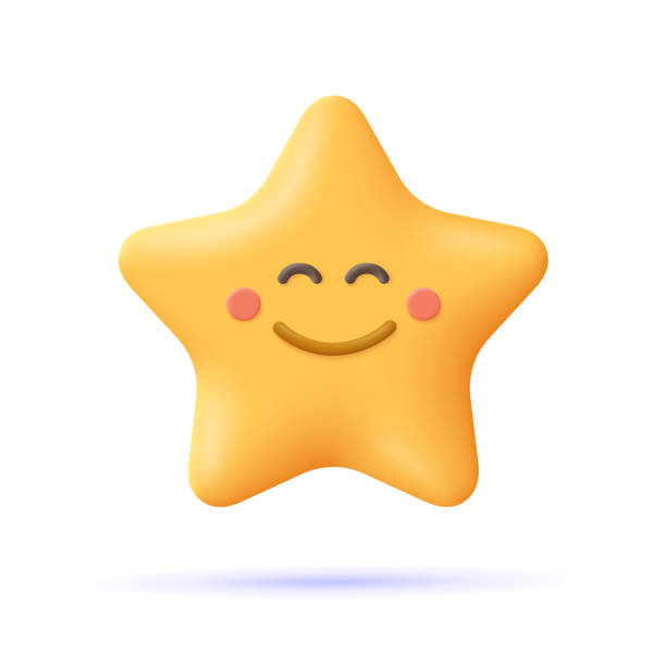 istock Yellow star, happy emoji. Smiley face emoticon. 3d vector icon. Cartoon minimal style. 1404633831