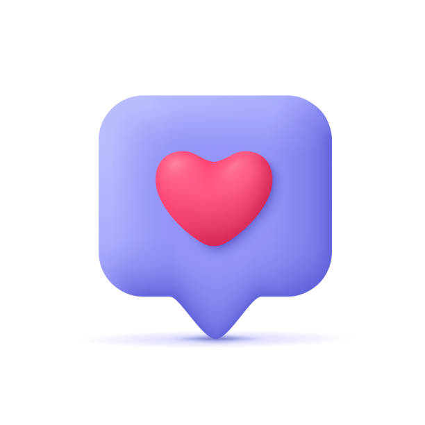 istock Love like heart social media notification, speech bubble with like.Social media network. 3d vector icon. Cartoon minimal style. 1404633833