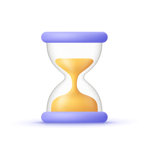 砂のカウントダウンと砂時計。ビジネス、時間、締め切りの概念。3dベクトルアイコン。漫画のミニマルなスタイル。 - hourglass time timer measuring点のイラスト素材／クリップアート素材／マンガ素材／アイコン素材