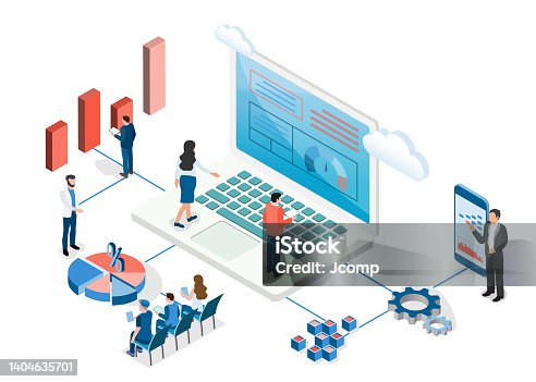istock Illustration Show business content seminar communicate exchange information Investment and turnover 1404635701