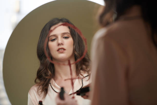 istock Woman Srawing Venus Sign on Mirror 1404635844