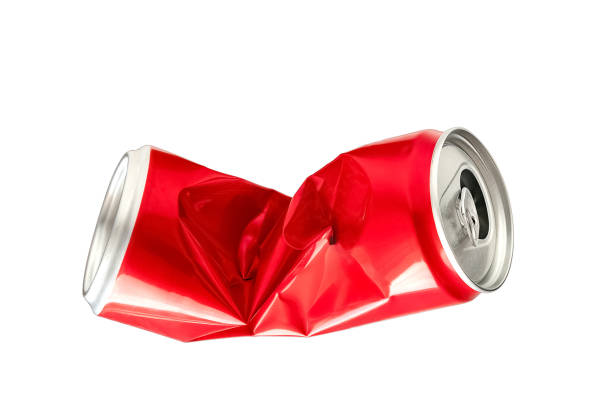 Crumpled aluminum soda can isolated on white background