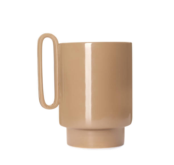 istock Stylish ceramic vase with handle isolated on white 1404639383