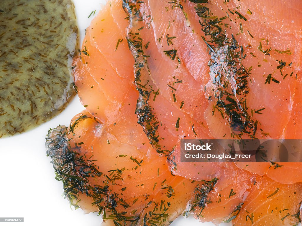 Gravadlax Lachs mit Dill-Sauce - Lizenzfrei Dillsoße Stock-Foto