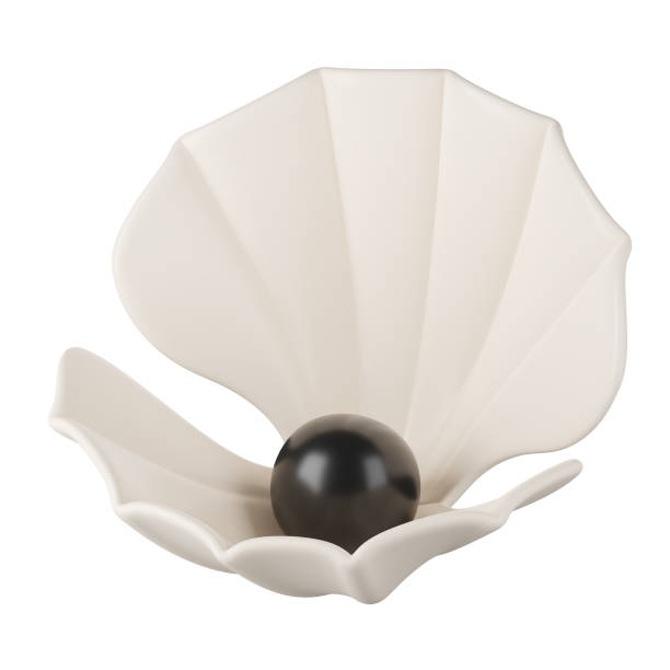 istock 3D render of pearl inside seashell on white. Clipping path. 1404643239