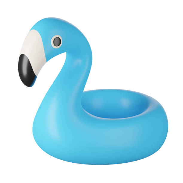 3d render of flamingo inflatable ring isolated on white. clipping path. - inflatable ring inflatable float swimming equipment imagens e fotografias de stock