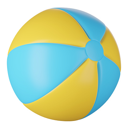 3D render of beach ball isolated on white. Clipping path.