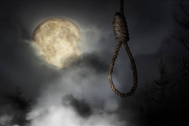istock Rope noose with knot outdoors on full moon night 1404643372