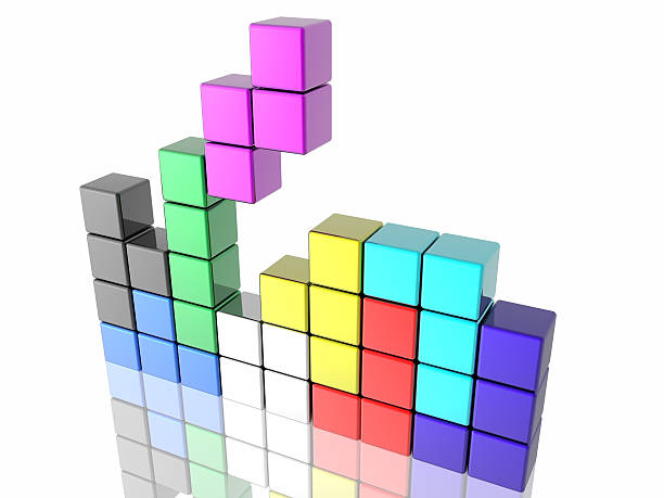 tetris spiel - isolated leisure games three dimensional three dimensional shape stock-fotos und bilder