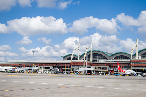 Istanbul, Turkey - June 19, 2022: The main view of Sabiha Gokcen-Istanbul International Airport in Turkey.