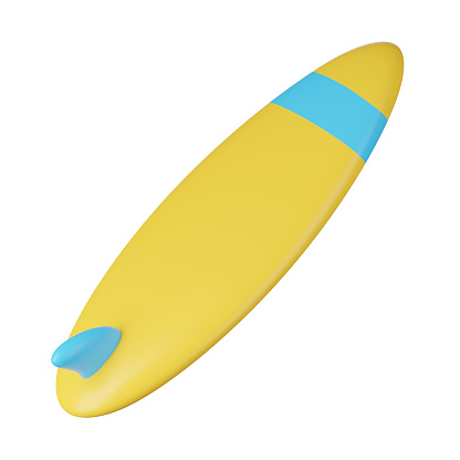 3D render of surfboard isolated on white. Clipping path.
