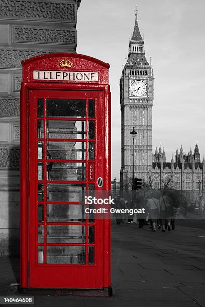 Red Phone Booth And Big Ben Stock Photo - Download Image Now - London - England, Black And White, Red