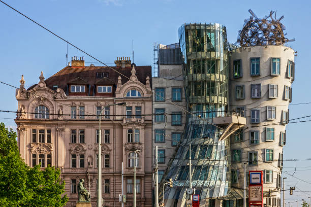Prague dancing house architecture -   Ginger and Fred Prague, Czech Republic - June 23, 2022: Prague dancing house architecture -   Ginger and Fred dancing house prague stock pictures, royalty-free photos & images