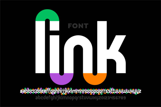 stockillustraties, clipart, cartoons en iconen met linked letters font design - dunne lijnenlettertypen