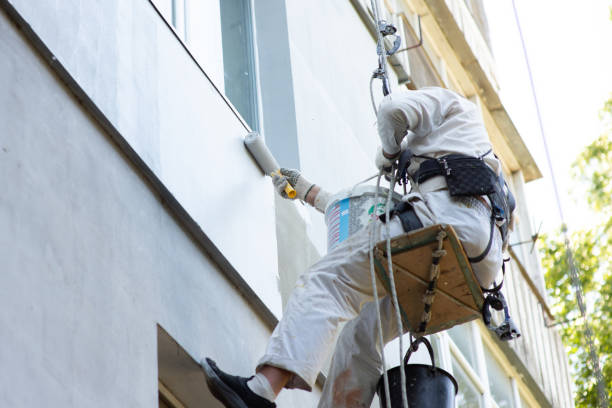 istock climber builder paints the facade of the building, close-up 1404649087