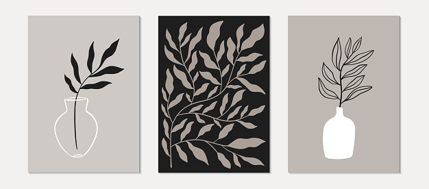 Modern design, poster or postcard template. Botanical design. Vector illustration.