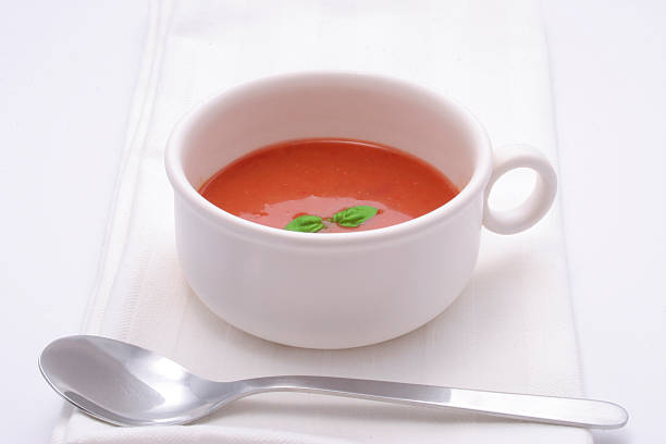 Tomato soup with basil garnish