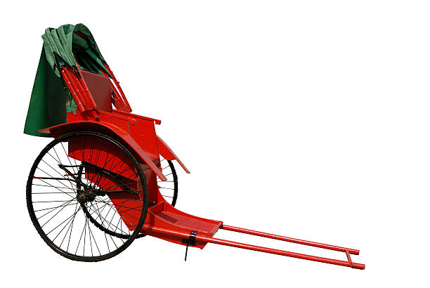 A red rickshaw in Asia on a white background stock photo